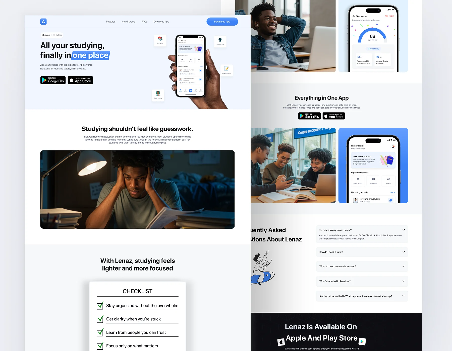 Lenaz Student Landing Page
